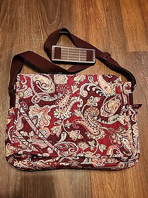 Vera Bradley Crossbody Laptop Messenger Bag Quilted Piccadilly Plum Paisley  • $38