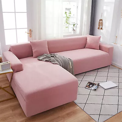 1 Set Sofa Cover Elastic Band Anti-slip Comfortable L Shape Slipcover Super Soft • $36.81