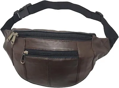 Real Leather Waist Bum Bag Money Belt Fanny Pouch Holiday Travel Wallet • £8.95