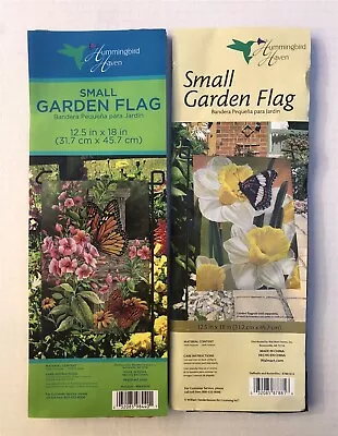 Small 12.5x18  Garden Flags (2) Flowers & Butterflies ~ Monarch Cross Daffodils • $7.95