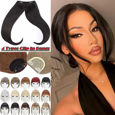 Thin/Thick Fringe Bangs Hair Clip In 100% Real AS Human Hair Extensions Front US • $9.80