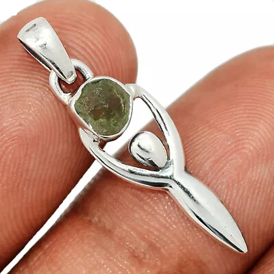 Angel - Natural Genuine Czech Moldavite 925 Silver Pendant Jewelry CP43649 • $10.99