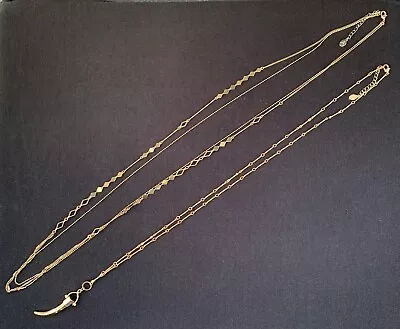 2 X Accessorize Long Gold Colour Necklaces • £5