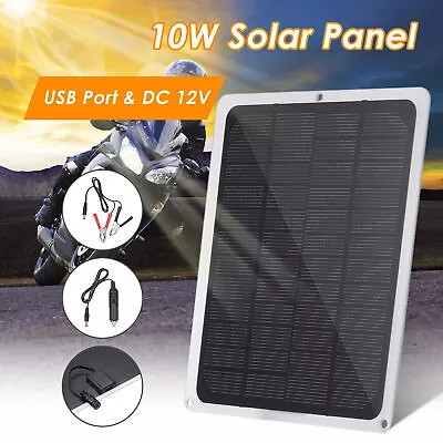 10W Solar Panel 12V Battery Chargers Boat RV Car Outdoor Hiking Fishing Climbing • $13.99