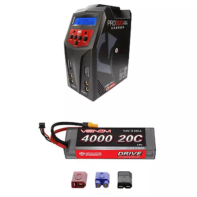 Venom 20C 2S 4000mAh 7.4V LiPo Battery With Pro Duo Charger Combo • $146.98