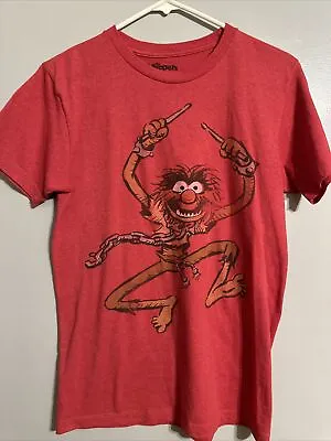 Disney & The Muppets Studio Animal Drummer T Shirt Heathered Red Small • $14