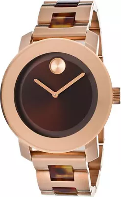 Movado Bold $895 Women's Brown/bronze Tortoise Rose Gold Crystals Watch 3600189 • $381.42