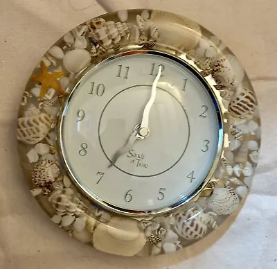 Sands Of Time Lucite Sea Shell Nautical Wall Clock Vintage Battery Works Acrylic • $30