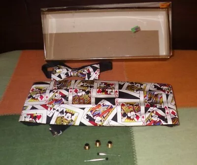 Mickey Mouse Mens Bow Tie & Cummerbund Pure Silk 100% Playing Card Design New • $18.95