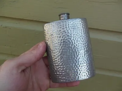 Vintage Hammered English Pewter Flask Dimpled England Decanter • $29.95