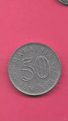 Malaysia Km5.3 1971 Vf-very Fine Circulated 50 Sen Large Old Coin • $1.25