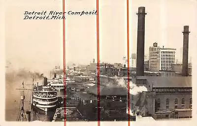 DETROIT Michigan Postcard RPPC USA Boat Steamer Skyline View Waterfront #2 • $19.99