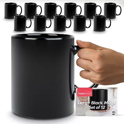 1-12 Extra Large Big Mug Black 1 One Pint Giant Jumbo Coffee Tea Chunky Soup Cup • £29.99