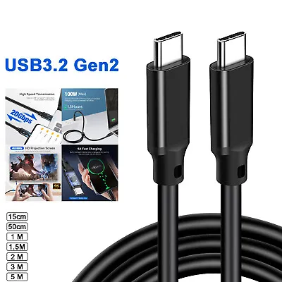 $11.99 • Buy USB C To USB C 3.2 2X2 Cable 100W/5A PD Fast Charging 20Gbps 4K Video Data Cord