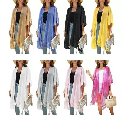 Womens Tassel Beach-Bikini Cover Up Sexy Kimono Cardigan Sheer Beach Coverups • $21.88