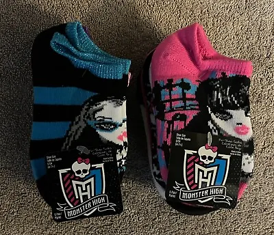 Monster High - No Show Socks ( 4-7 1/2 ) 10 Pairs - Frankie Stein - Draculaura • $10.95