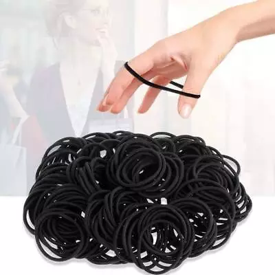 20 Black Hair Bands Elastics Bobbles Thin 2mm Thick 4mm Hair Ties Kids Women • £1.99