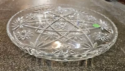 Vintage Anchor Hocking Glass Serving Platter Cake Plate Star Galaxy 11” Prescut • $12