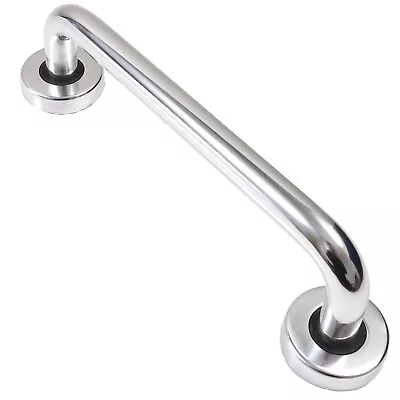 SMALL / LARGE POLISHED ALUMINIUM PULL DOOR HANDLE Office Toilet Short Long Bar • £10.05