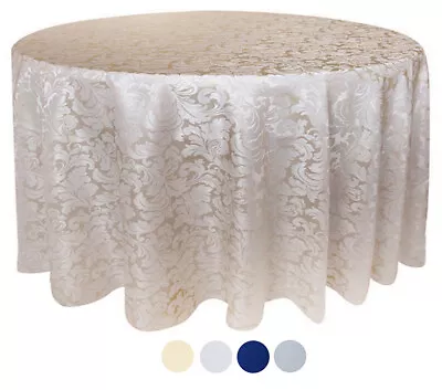 Tektrum 90  Round Damask Tablecloth-Waterproof/Spill Proof/Heavy Duty - Beige • $27.95