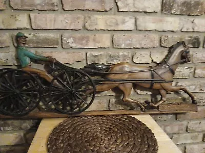 Vtg 1971 Syroco Jockey And Horse Buggy 37  X 14  Wall Plaque  • $40