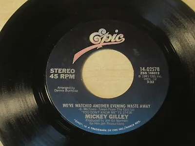 Mickey Gilley Lonely Nights 45 Rpm Epic 02578 Higher Grade Glossy! • $6