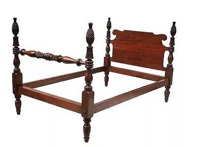 Antique Mahogany Sheraton Style Pineapple Carved Bed • $1224