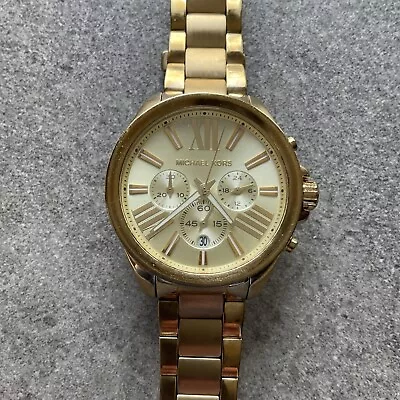 Michael Kors Gold Tone Unisex  MK5711 Chronograph Watch 42mm Case A9 • $39.16