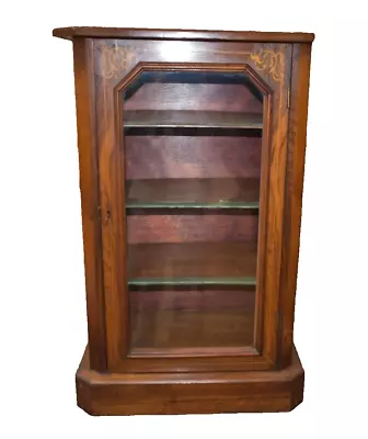 Antique Walnut Table Top Display Case Cabinet With Key • $350