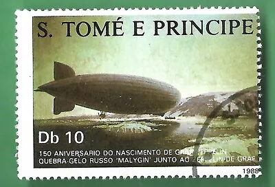 St Thomas Prince Island Used Postage Stamp Air Ship Year 1988 • $2.53