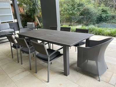 $1900 • Buy Harvey Norman Bon 13 Piece Outdoor Gunmetal Dining Setting - Extendible Table