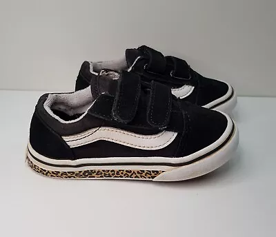 Vans Toddler Size 7uk Eur24 Boys Girls Black Suede Trainers Shoes Double Strap • £15.99