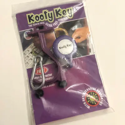 New! Kooty Key Touch Free Germ Safe Tool Gadget Keyring Purple Badge Retractor • £12.99