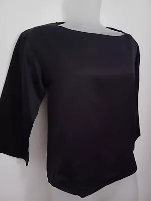 MIU MIU Vintage Black Silk Blouse Top Side Zip Made In Italy Sz 38 XS • $79.99