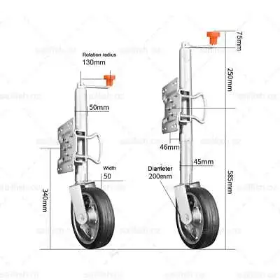 Jockey Wheel 8  Inch Swing Up Rubber Wheel 1500lbs Swivel Caravan Boat Trailer • $72.95