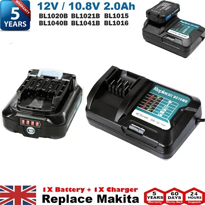 For Makita BL1021B BL1041B Battery 10.8V 12V MAX 2.0Ah Li-ion CXT DC10WD Charger • £33.90