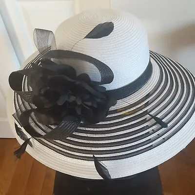 Betmar NY Wide Brimmed Feathered Sun Hat. One Size Fits All • $20