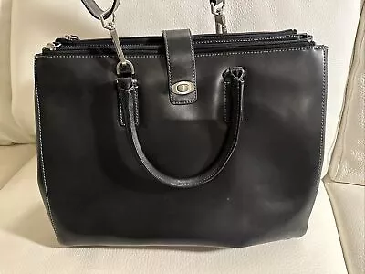 Franklin Covey Laptop Briefcase Handbag Black Leather Bag Organizer Pristine! • $95