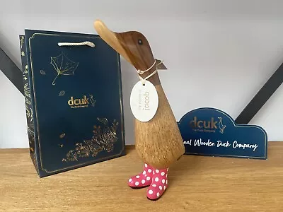 £15 • Buy DCUK The Original Wooden Duck Company Pink Spotty Polka Dot Wellies - ‘Jacob’