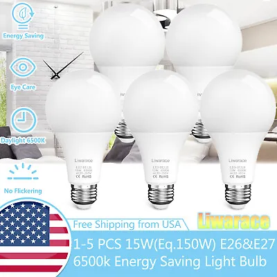 1~5Pack LED Light Bulbs E26/E27 Eq.50/90/150/180W Energy Saving White 6500k USA • $10.59