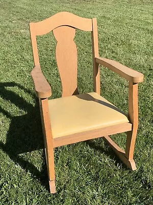 Antique Solid Oak Child's Rocking Chair 1920's • $75