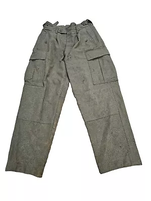 Vtg 60's K. Begemann German Military Baggy Heavy Wool Cargo Pants Green 30x30 • $39