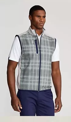 RLX Ralph Lauren Golf Mens Full Zip Gray Plaid Stretch Wicking Gilet Vest XL 🔥 • $90