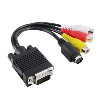 VGA SVGA To S-Video 3 RCA AV TV Out Cable Adapter Converter PC Computer Laptop • $4.49