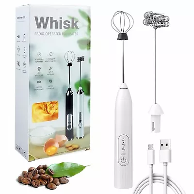 Electric Milk Frother Double Whisk Handheld Coffee Foam Mixer USB Rechargeable • $2.25