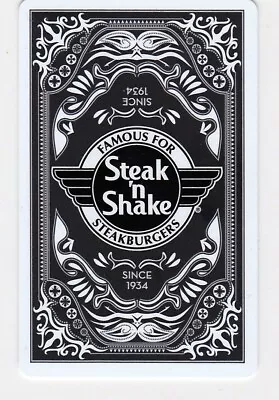 Steak N Shake  Famous For Steakburgers  Playing Card Black 2014 Gift Card • $2.49