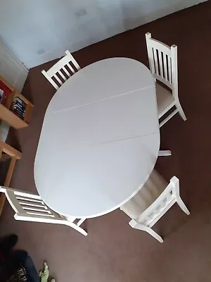 IKEA White Dining Table And 4 Chairs Extendable  • £59