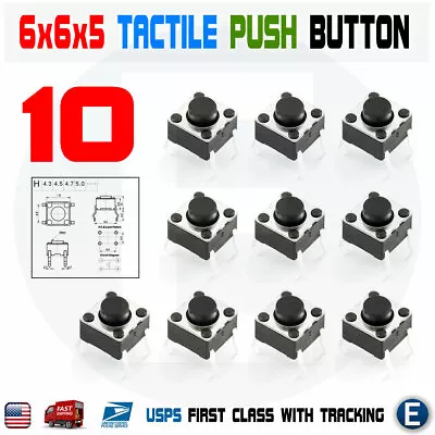 10Pcs 6x6x5mm PCB Momentary Tactile Tact Push Button Switch 4 Pin DIP Micro Mini • $2.84