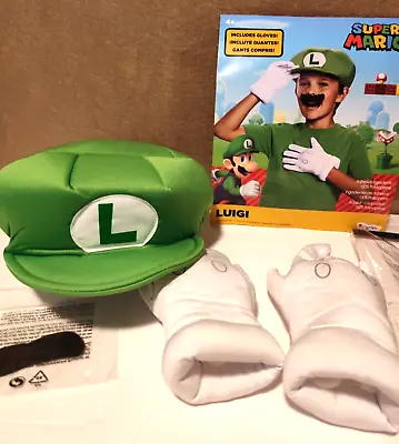 Luigi Super Mario Brothers One Size Costume Kit Accessory Hat Gloves Mustache • $15.99