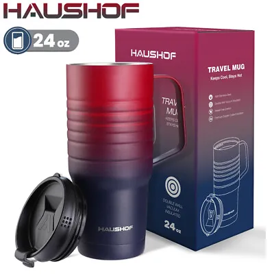 $24.99 • Buy HAUSHOF 24 Oz Travel Mug Tumbler Double Wall Vacuum Insulated Coffee Travel Mugs